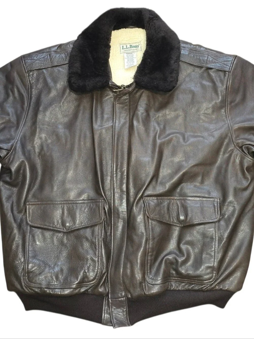 Vintage 80s L.L. Bean Genuin Cowhide Leather Bomber